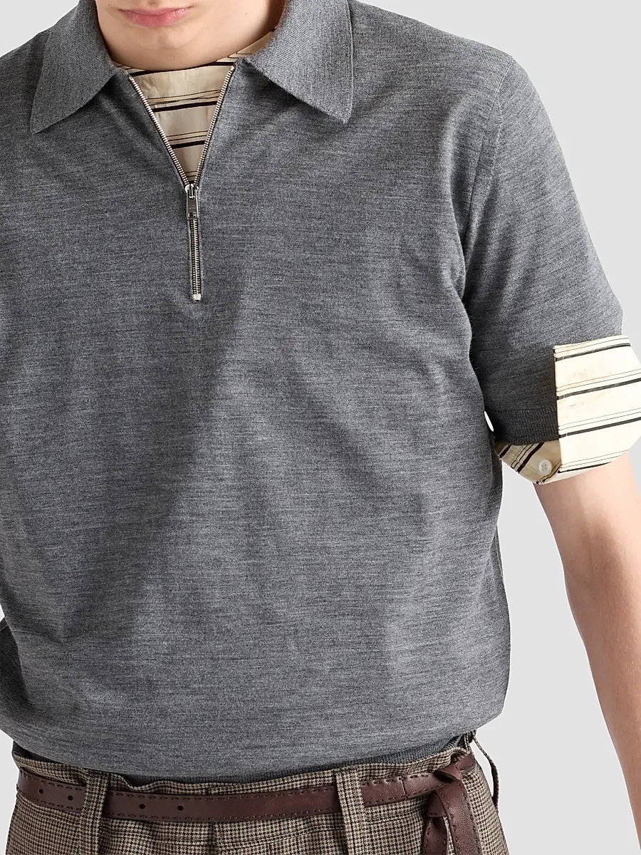 Prada Men's Superfine Wool Polo Shirt | Thumbnail 4