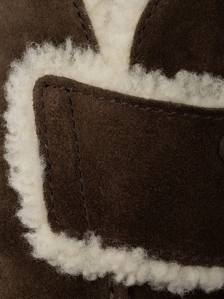 Prada Women's Suede and Shearling Mules - Dark Brown | Thumbnail 5 Prada Women's Suede and Shearling Mules - Dark Brown | Thumbnail 5