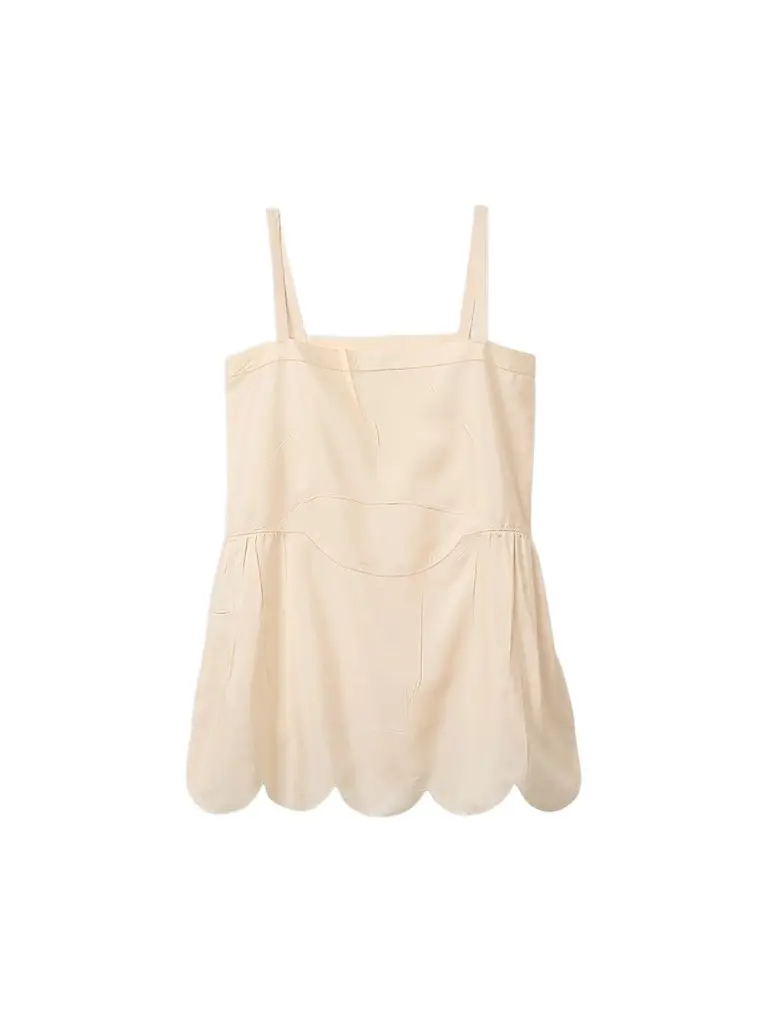 Miu Miu Women's Silk Dress - Beige Khaki | Image 1 Miu Miu Women's Silk Dress - Beige Khaki | Image 1