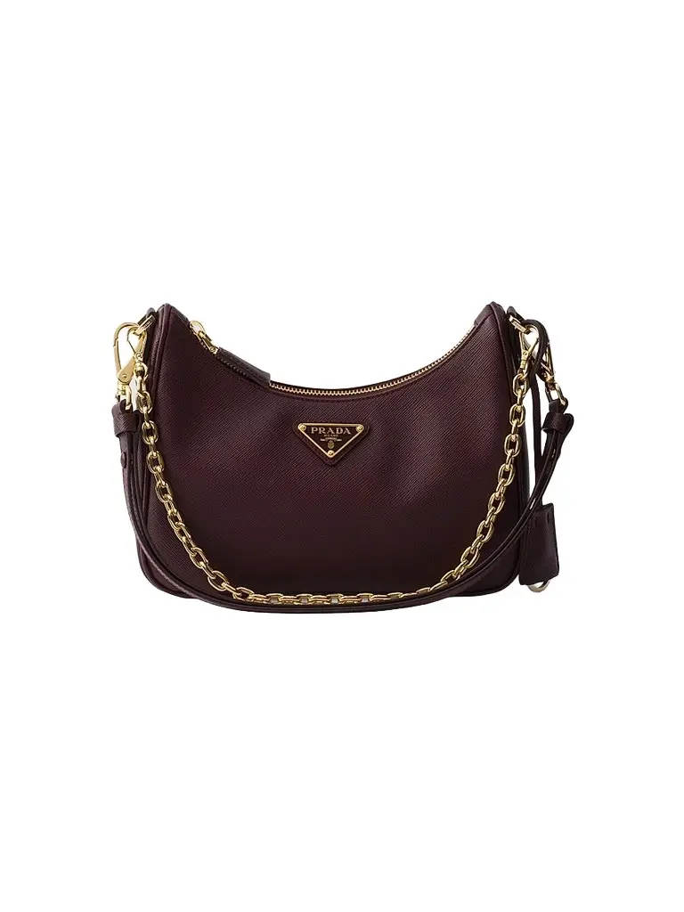 Prada Women's Re-Edition Saffiano Leather Shoulder Bag - Dark Red | Image 1 Prada Women's Re-Edition Saffiano Leather Shoulder Bag - Dark Red | Image 1