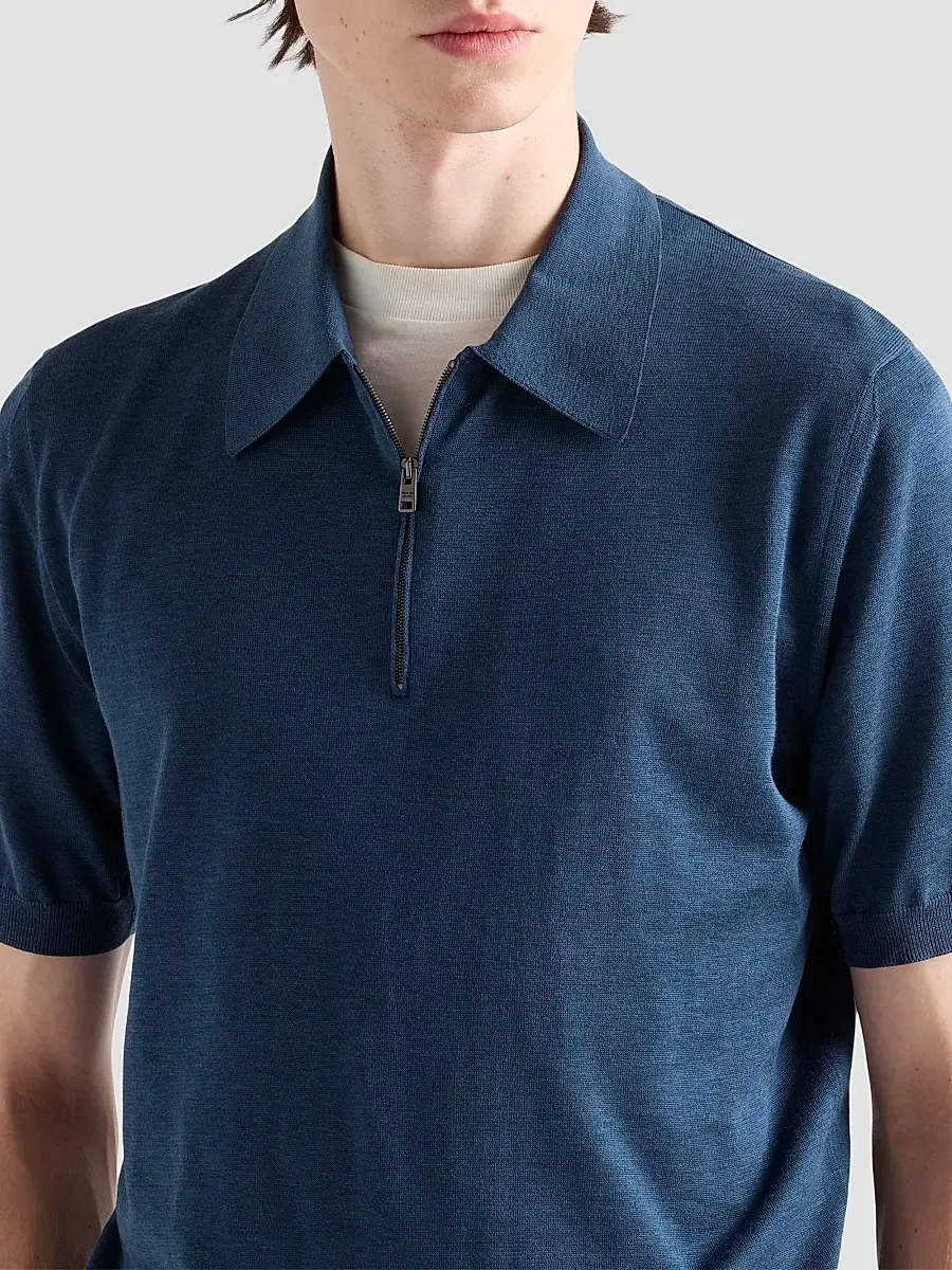 Prada Men's Silk and Cotton Polo Shirt | Thumbnail 2 Prada Men's Silk and Cotton Polo Shirt | Thumbnail 2