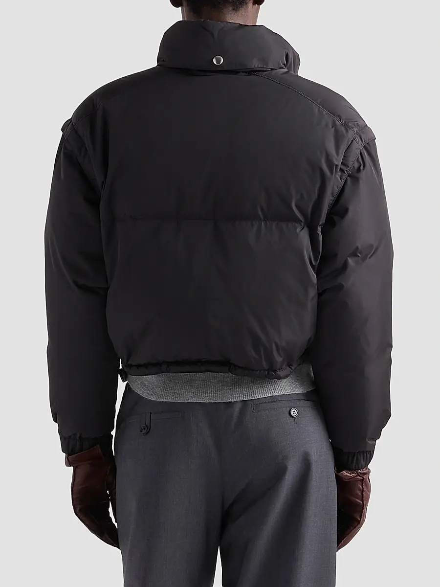 Prada Women's Lightweight Nylon Cropped Down Jacket | Thumbnail 3 Prada Women's Lightweight Nylon Cropped Down Jacket | Thumbnail 3