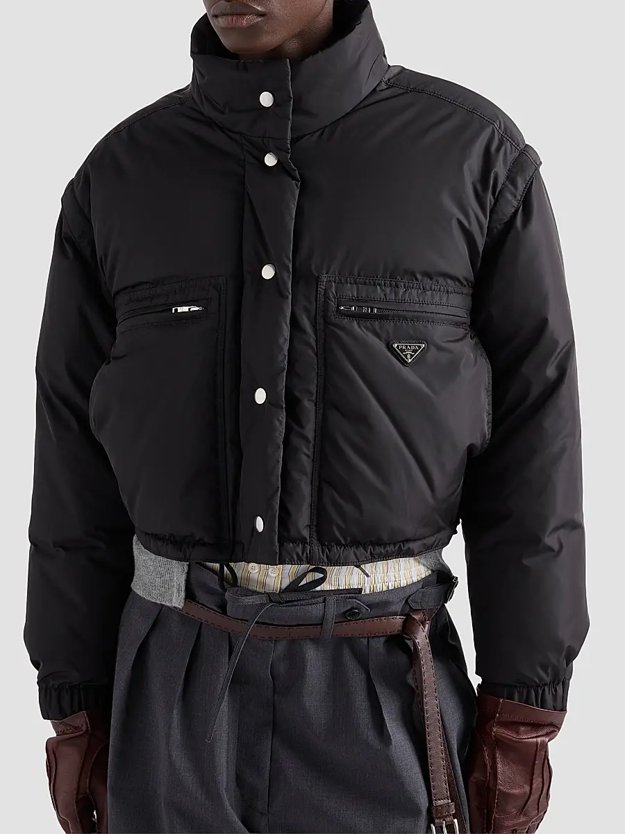 Prada Women's Lightweight Nylon Cropped Down Jacket | Thumbnail 6 Prada Women's Lightweight Nylon Cropped Down Jacket | Thumbnail 6