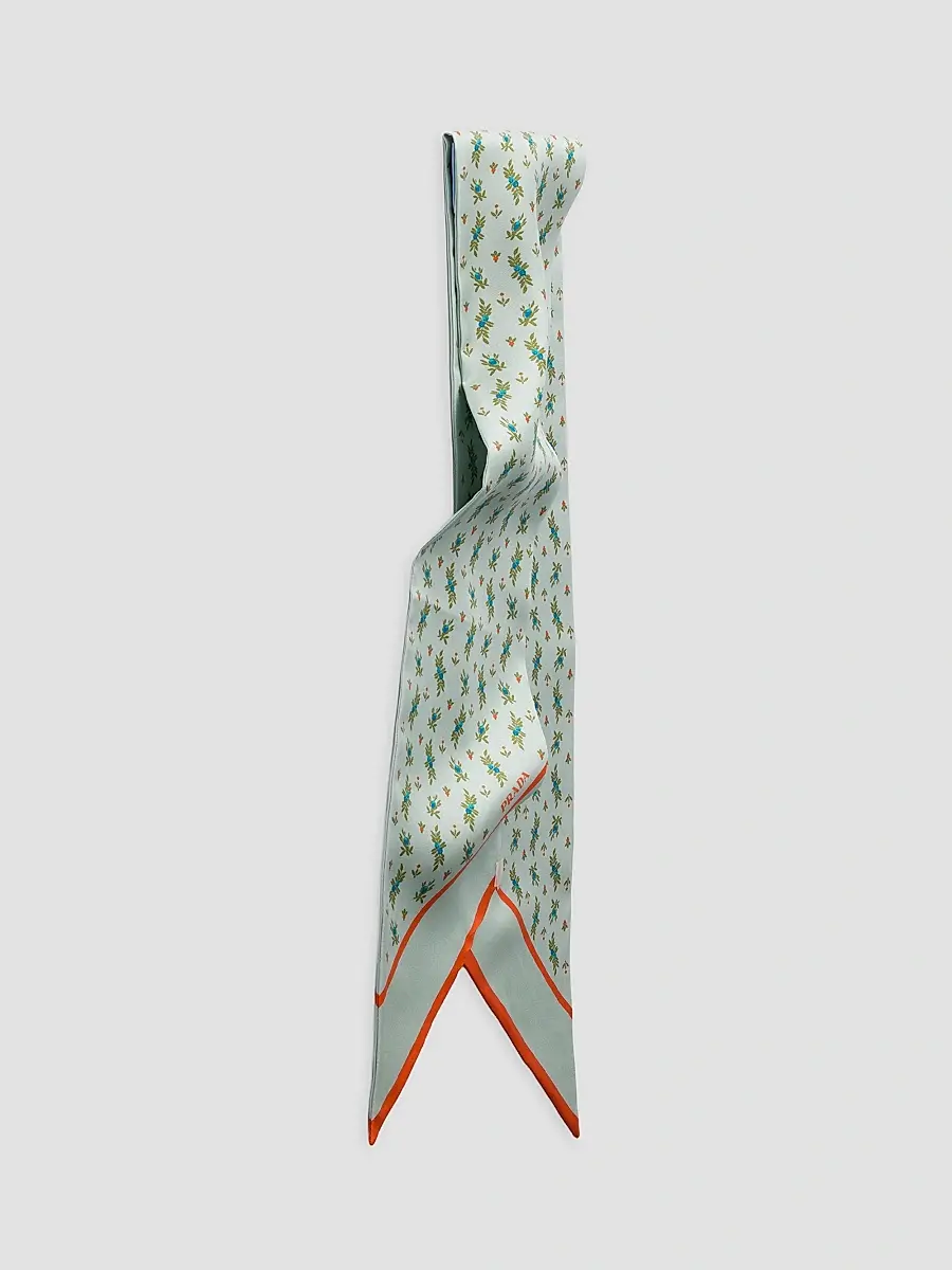 Prada Women's Printed Silk Twill Skinny Scarf | Thumbnail 3 Prada Women's Printed Silk Twill Skinny Scarf | Thumbnail 3
