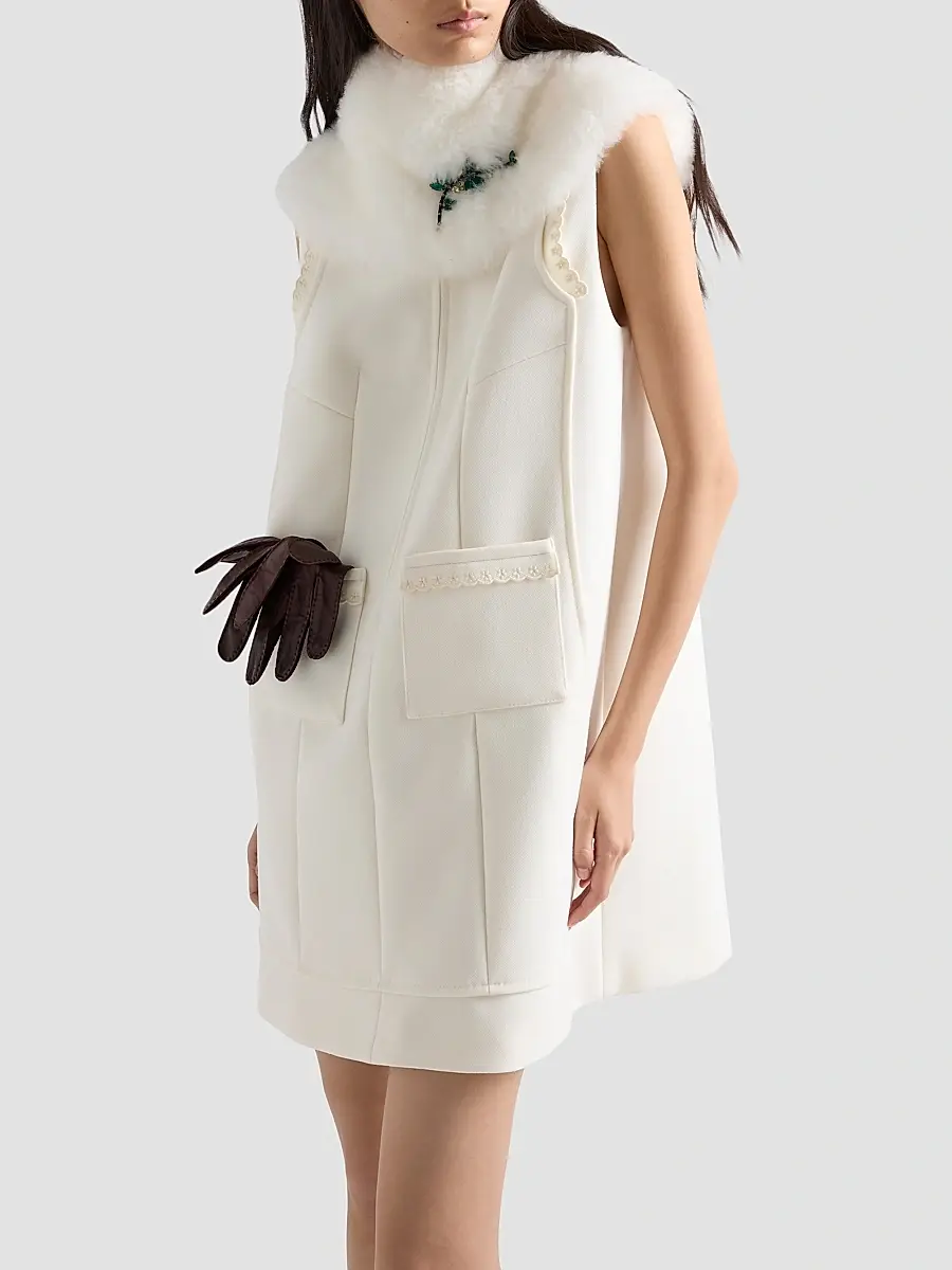 Prada Women's Embroidered Natté Fabric Mini Dress | Thumbnail 3 Prada Women's Embroidered Natté Fabric Mini Dress | Thumbnail 3