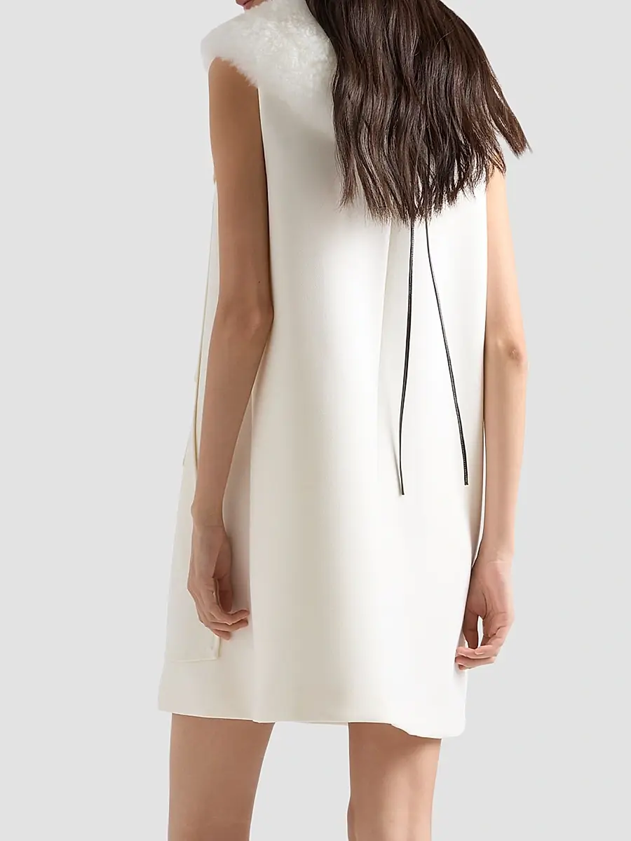 Prada Women's Embroidered Natté Fabric Mini Dress | Thumbnail 4 Prada Women's Embroidered Natté Fabric Mini Dress | Thumbnail 4