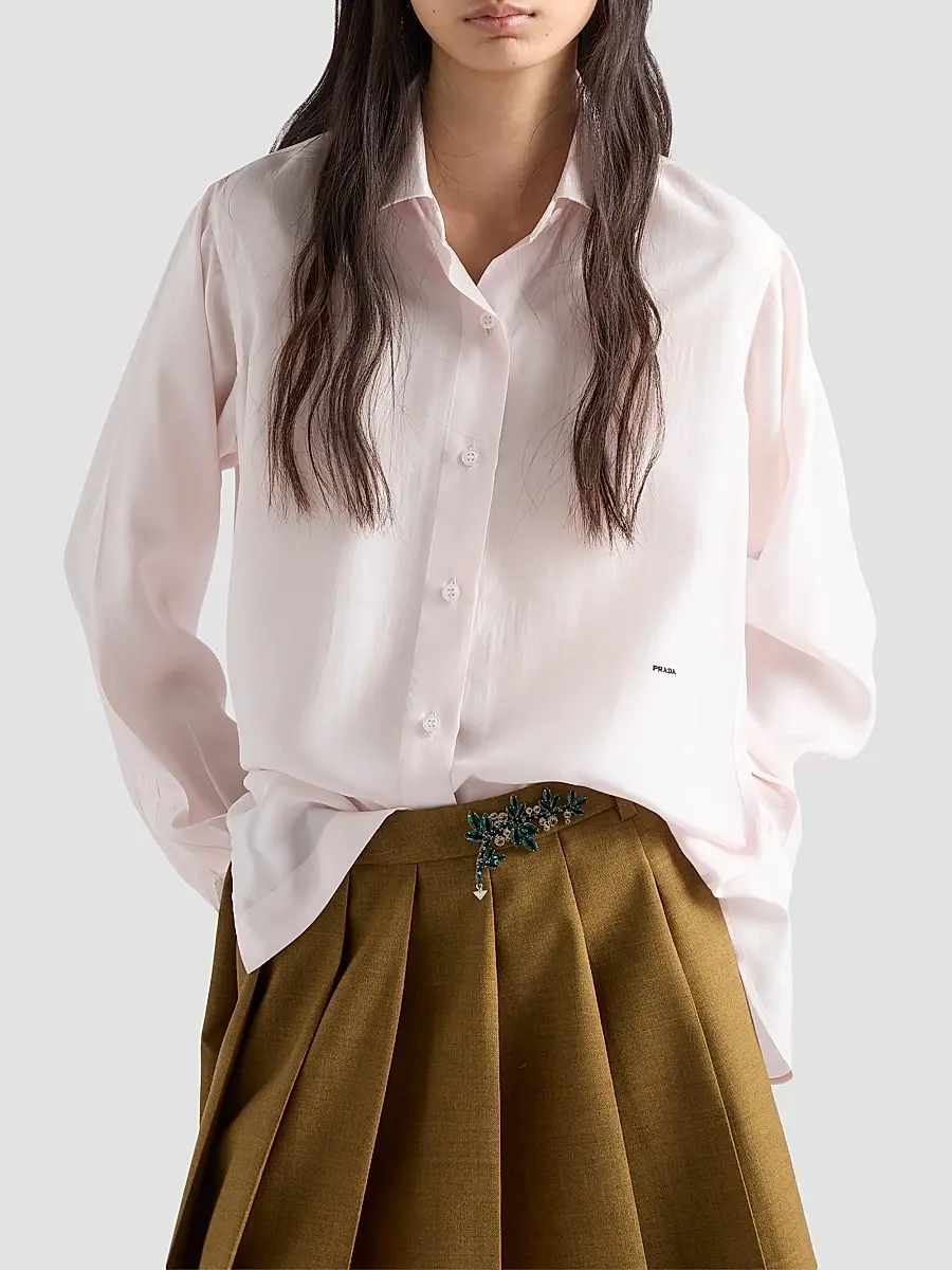 Prada Women's Silk Poplin Shirt | Thumbnail 2 Prada Women's Silk Poplin Shirt | Thumbnail 2