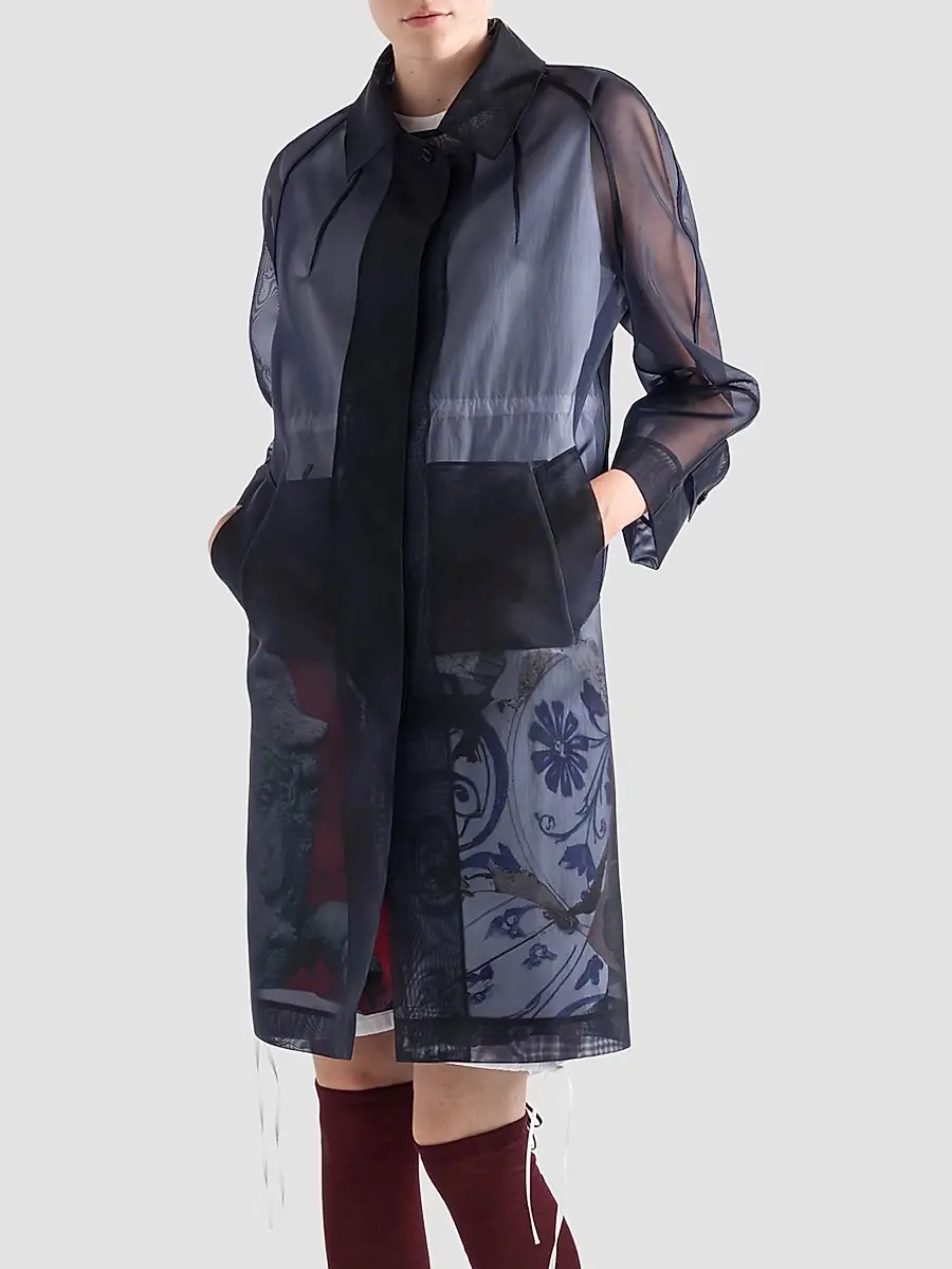 Prada Women's Single-Breasted Crinoline Coat | Thumbnail 2 Prada Women's Single-Breasted Crinoline Coat | Thumbnail 2