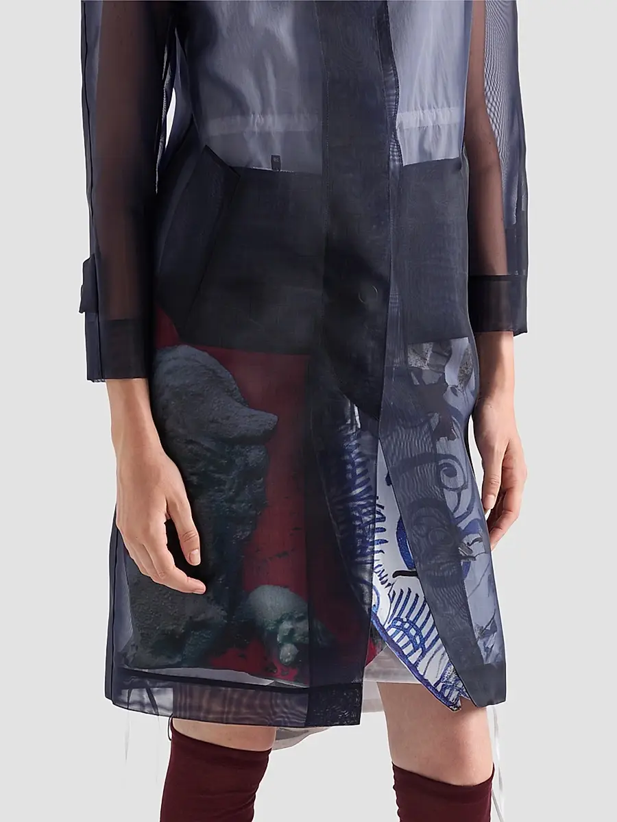 Prada Women's Single-Breasted Crinoline Coat | Thumbnail 4 Prada Women's Single-Breasted Crinoline Coat | Thumbnail 4