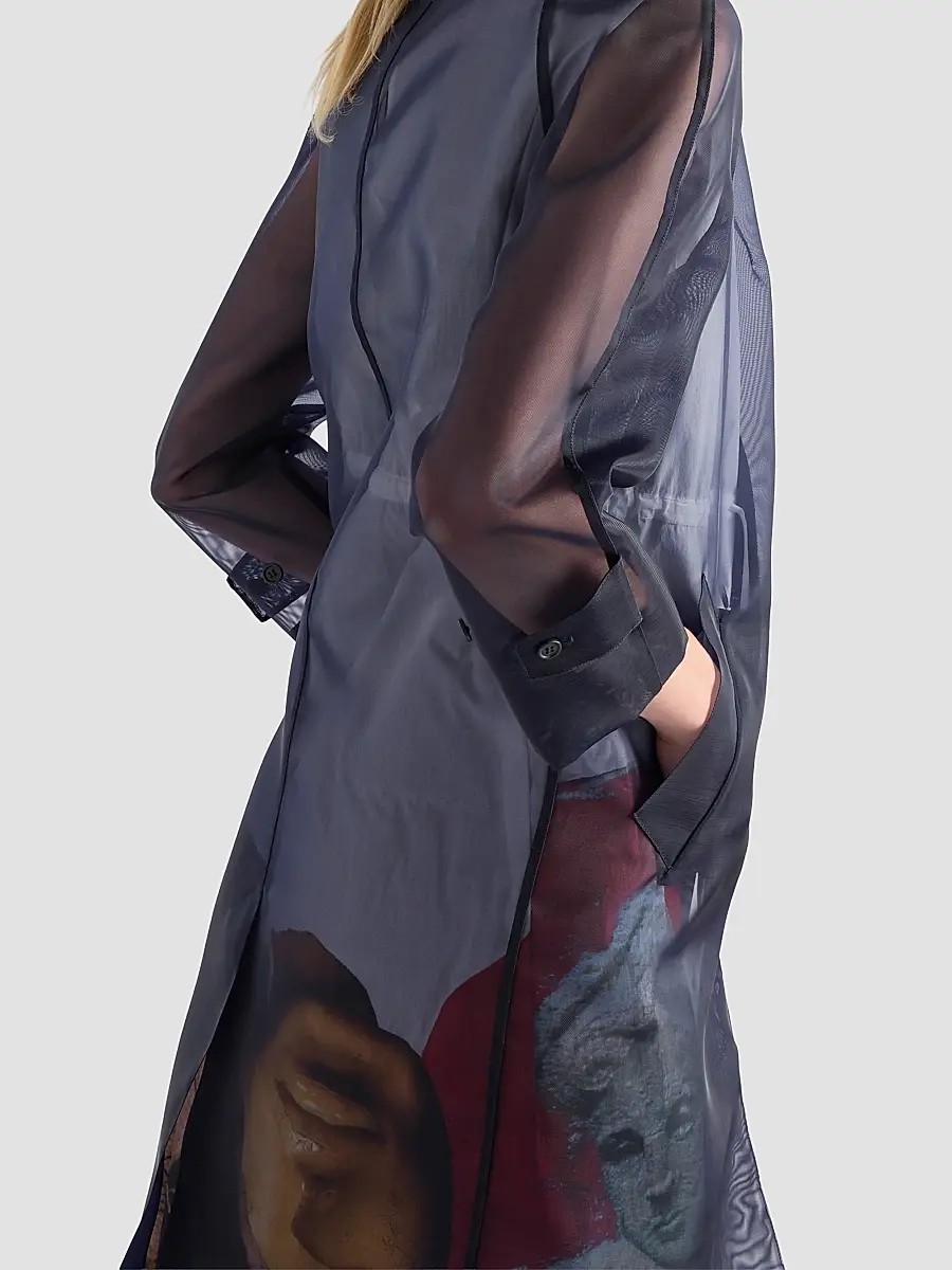Prada Women's Single-Breasted Crinoline Coat | Thumbnail 6 Prada Women's Single-Breasted Crinoline Coat | Thumbnail 6