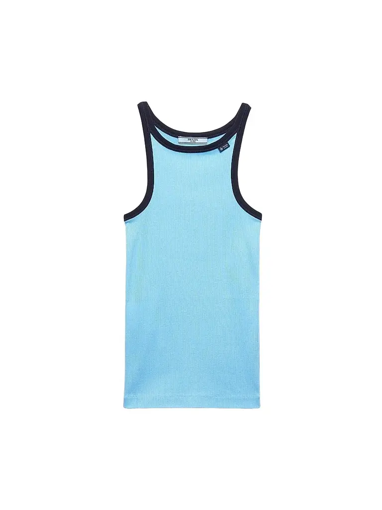 Prada Women's Ribbed Knit Tank Top - Blue | Image 1 Prada Women's Ribbed Knit Tank Top - Blue | Image 1