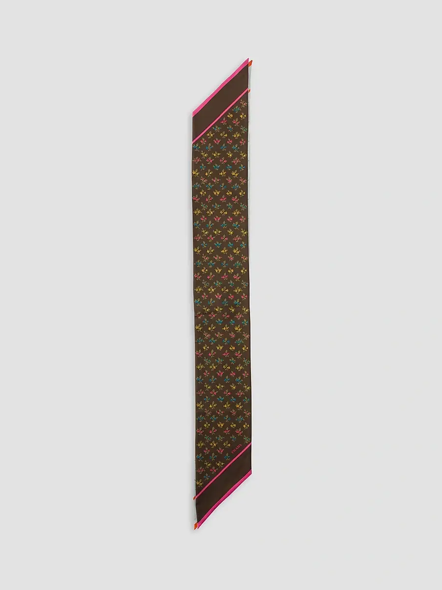 Prada Women's Printed Silk Twill Skinny Scarf | Thumbnail 2 Prada Women's Printed Silk Twill Skinny Scarf | Thumbnail 2