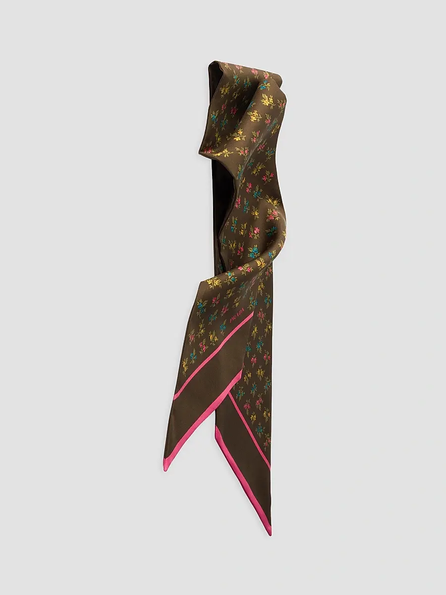 Prada Women's Printed Silk Twill Skinny Scarf | Thumbnail 3 Prada Women's Printed Silk Twill Skinny Scarf | Thumbnail 3