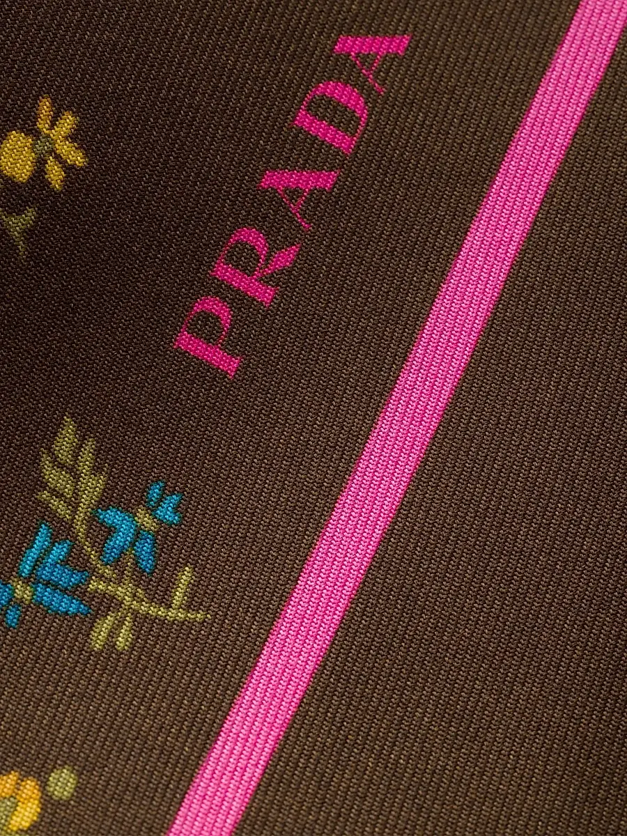 Prada Women's Printed Silk Twill Skinny Scarf | Thumbnail 4 Prada Women's Printed Silk Twill Skinny Scarf | Thumbnail 4