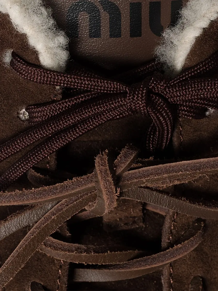 Miu Miu Women's Gymnasium Suede and Shearling Sneakers - Brown | Thumbnail 3 Miu Miu Women's Gymnasium Suede and Shearling Sneakers - Brown | Thumbnail 3