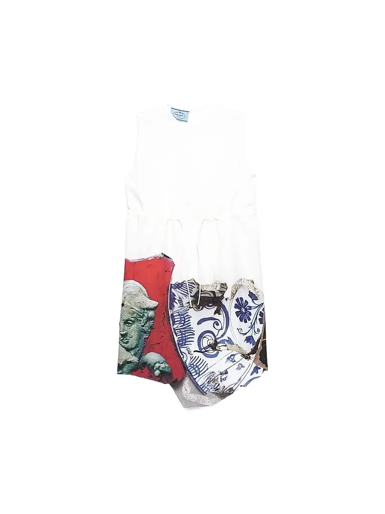 Prada Women's Printed Compact Fabric Dress - White | Image 1 Prada Women's Printed Compact Fabric Dress - White | Image 1
