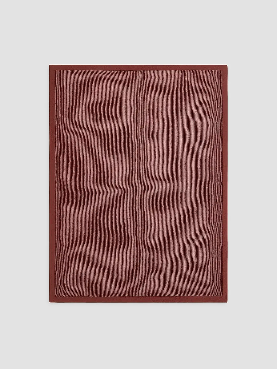 Brunello Cucinelli Cashmere English Rib Knit Throw with Contrast Borders - Firebrick | Thumbnail 2 Brunello Cucinelli Cashmere English Rib Knit Throw with Contrast Borders - Firebrick | Thumbnail 2