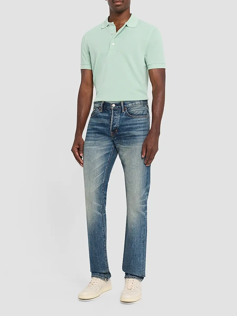 Tom Ford Men's Slim-Fit Pique Polo Shirt | Thumbnail 2 Tom Ford Men's Slim-Fit Pique Polo Shirt | Thumbnail 2