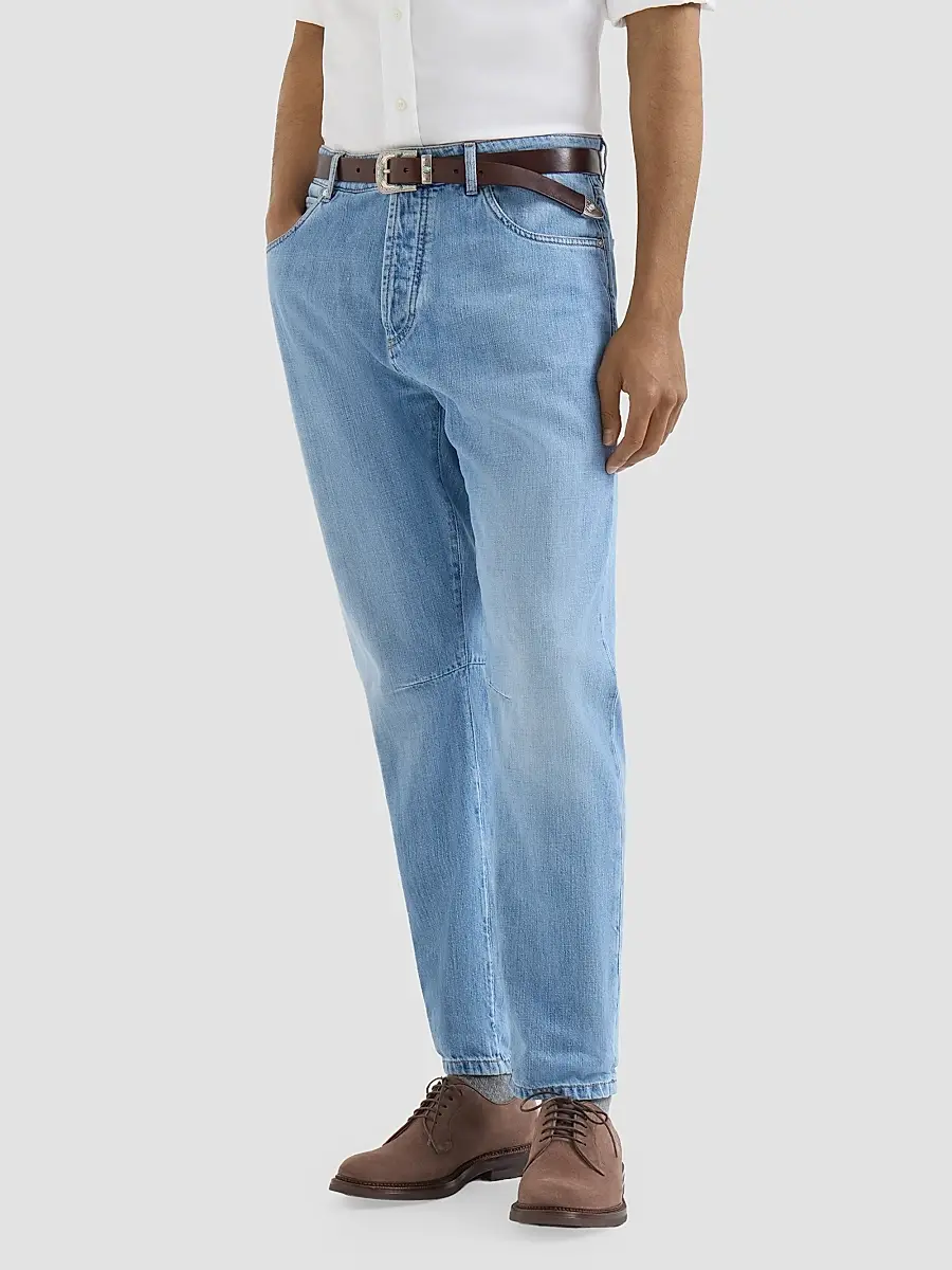 Brunello Cucinelli Men's Lightweight Denim Five-Pocket Jeans | Thumbnail 3