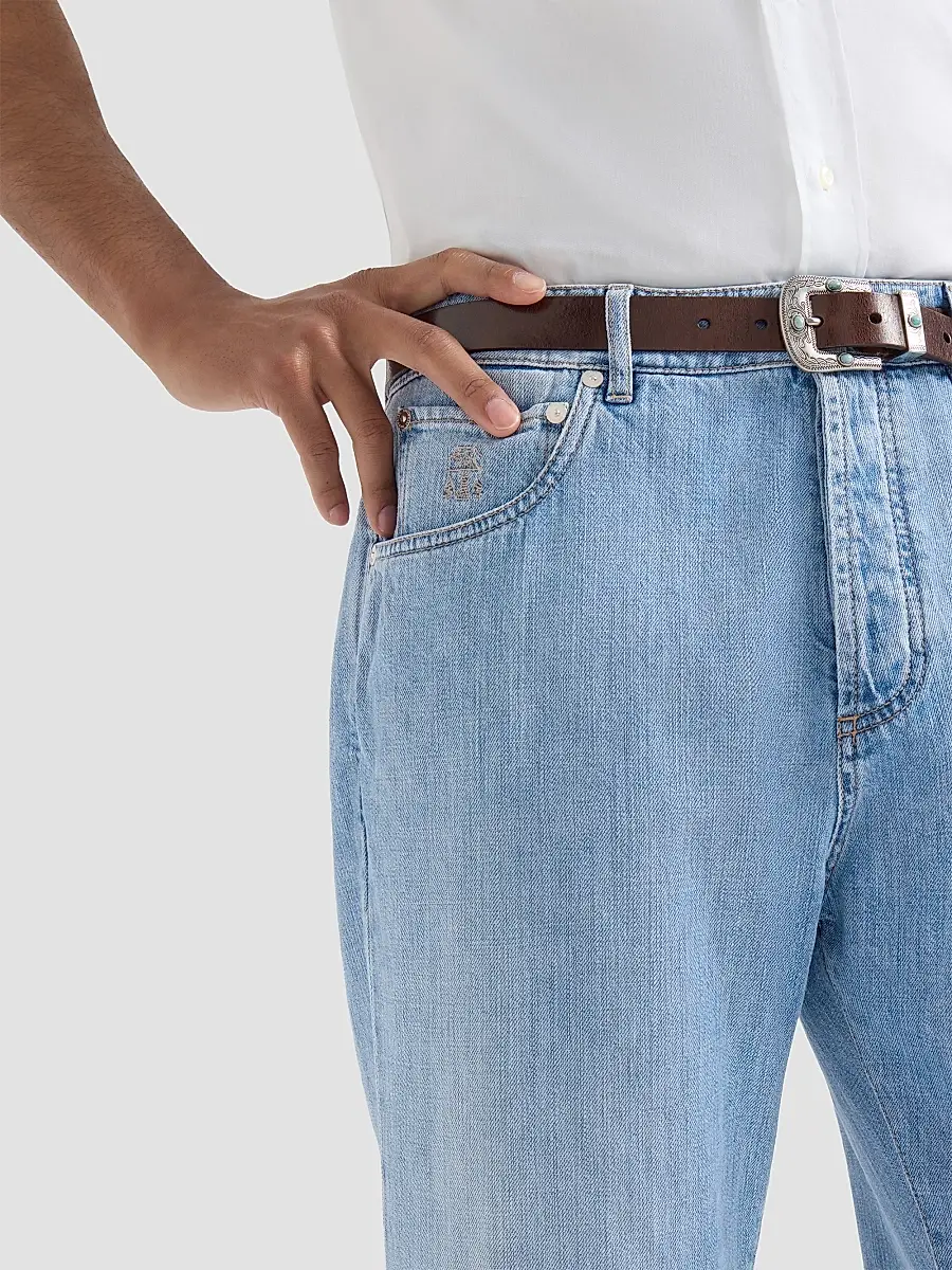 Brunello Cucinelli Men's Lightweight Denim Five-Pocket Jeans | Thumbnail 6