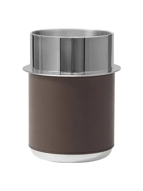 Brunello Cucinelli Silver Plated Steel and Leather Glacette - Cigar