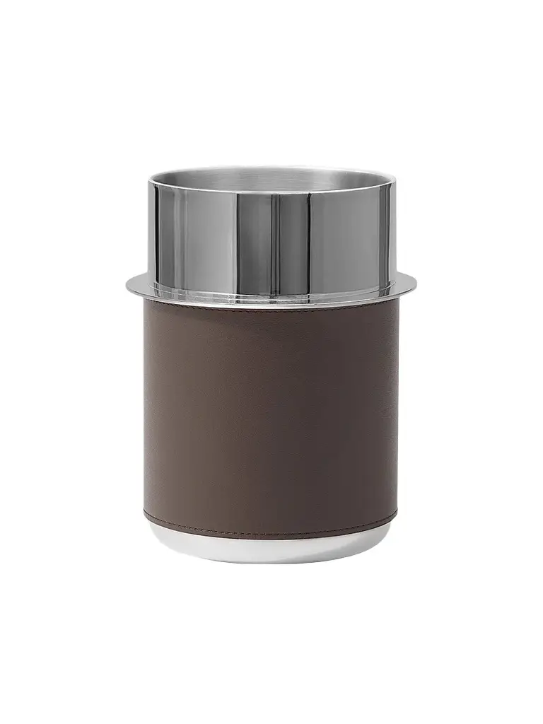 Brunello Cucinelli Silver Plated Steel and Leather Glacette - Cigar | Image 1 Brunello Cucinelli Silver Plated Steel and Leather Glacette - Cigar | Image 1
