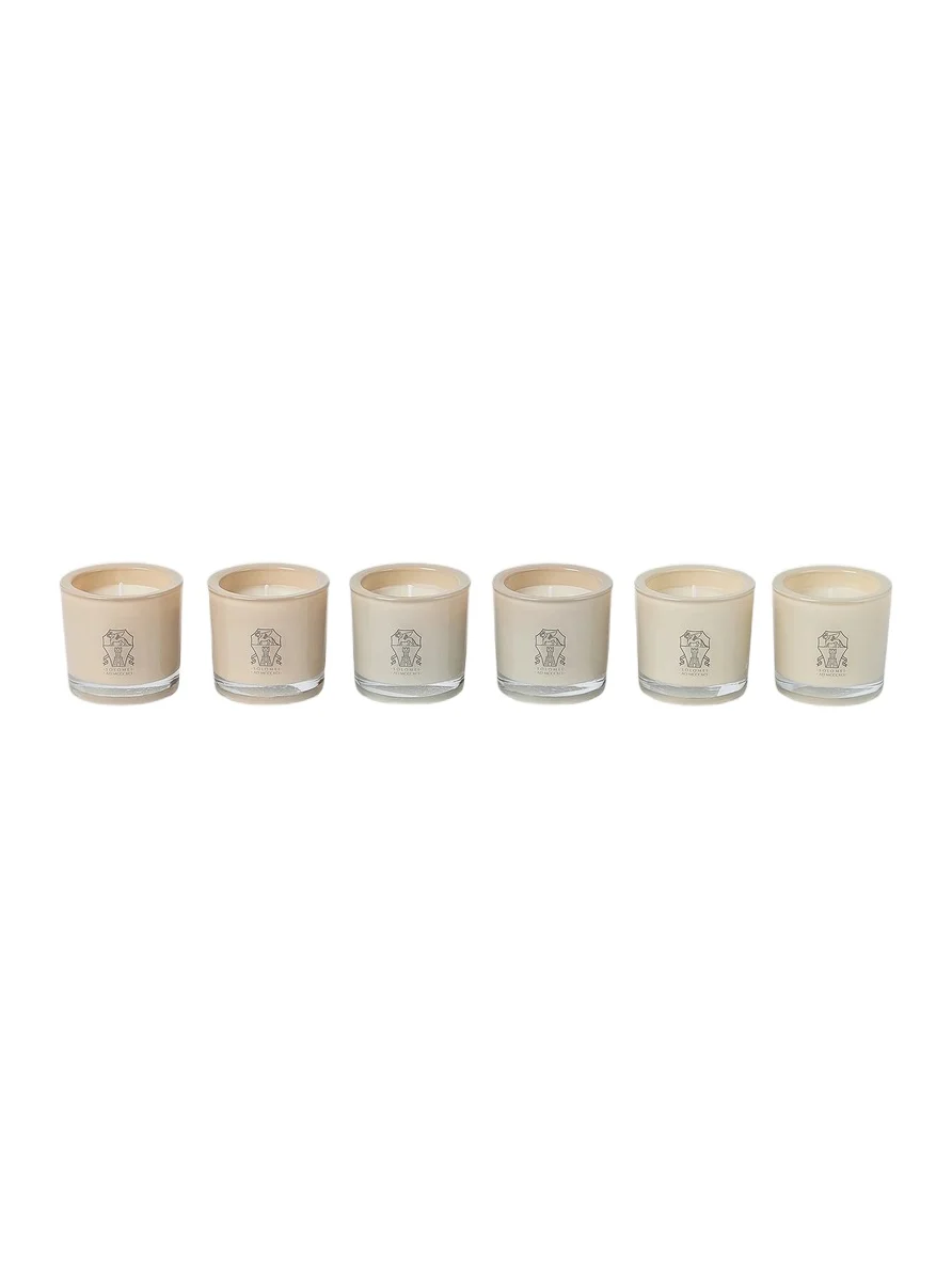 Brunello Cucinelli Set of Six Place Card Candles in Glass Holders with Logo - Sand