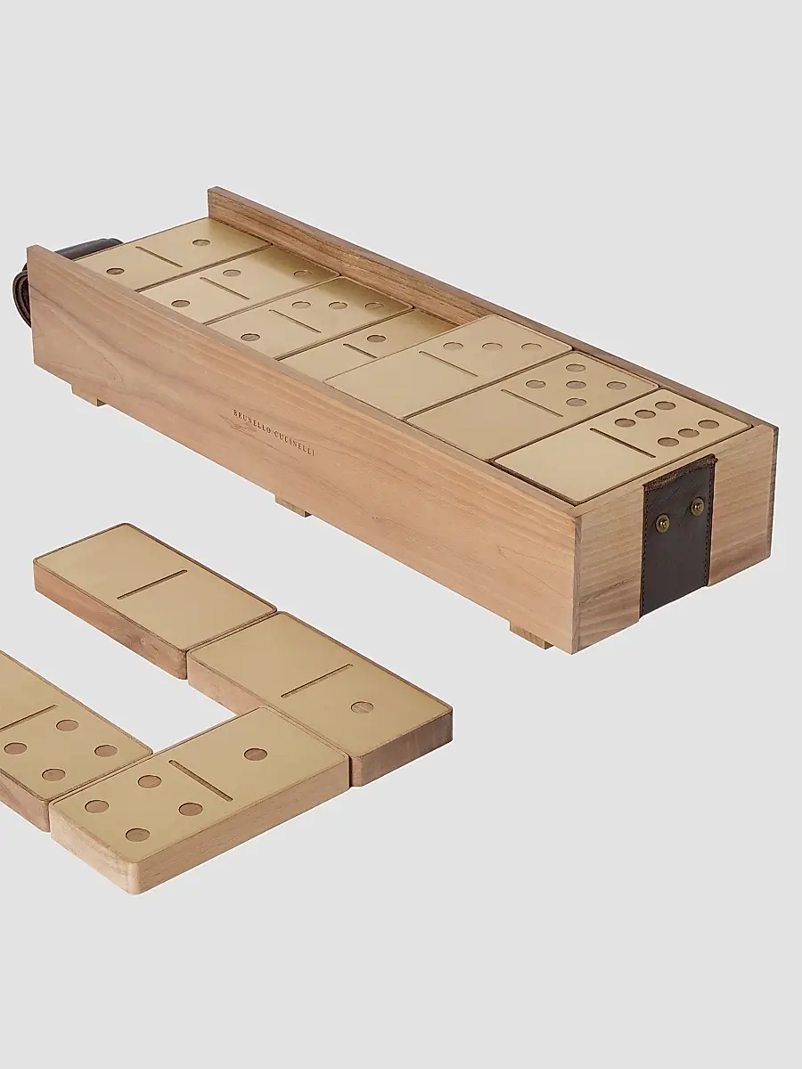 Brunello Cucinelli Walnut Wood and Brass Dominoes Set | Thumbnail 2 Brunello Cucinelli Walnut Wood and Brass Dominoes Set | Thumbnail 2