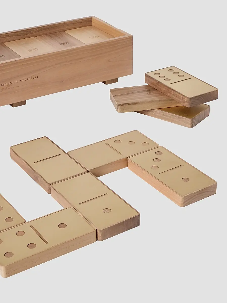 Brunello Cucinelli Walnut Wood and Brass Dominoes Set | Thumbnail 3 Brunello Cucinelli Walnut Wood and Brass Dominoes Set | Thumbnail 3