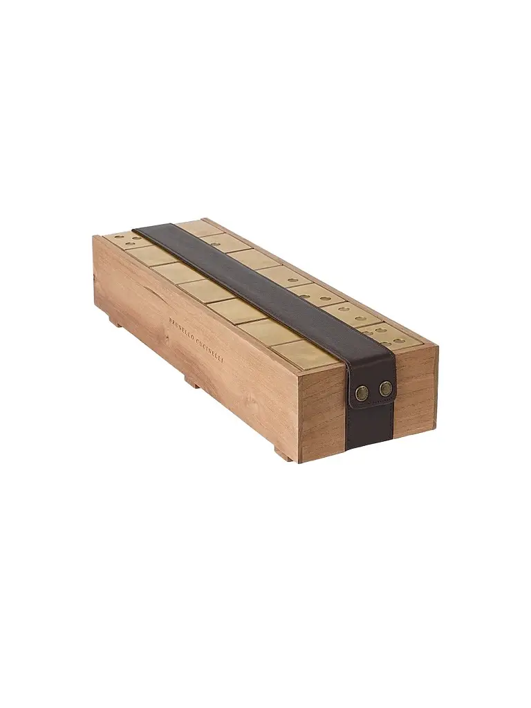 Brunello Cucinelli Walnut Wood and Brass Dominoes Set
