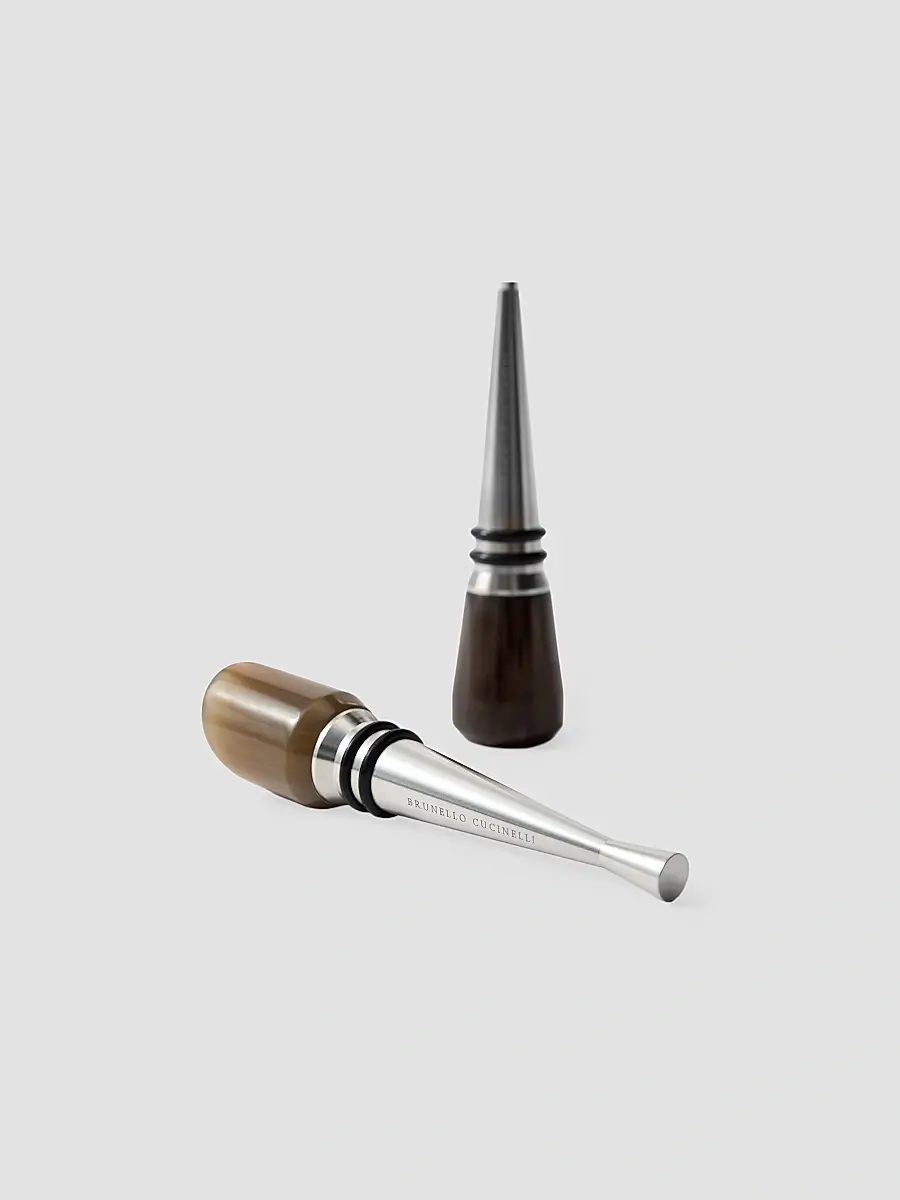 Brunello Cucinelli 2-Piece Buffalo Horn and Steel Stopper Set | Thumbnail 2