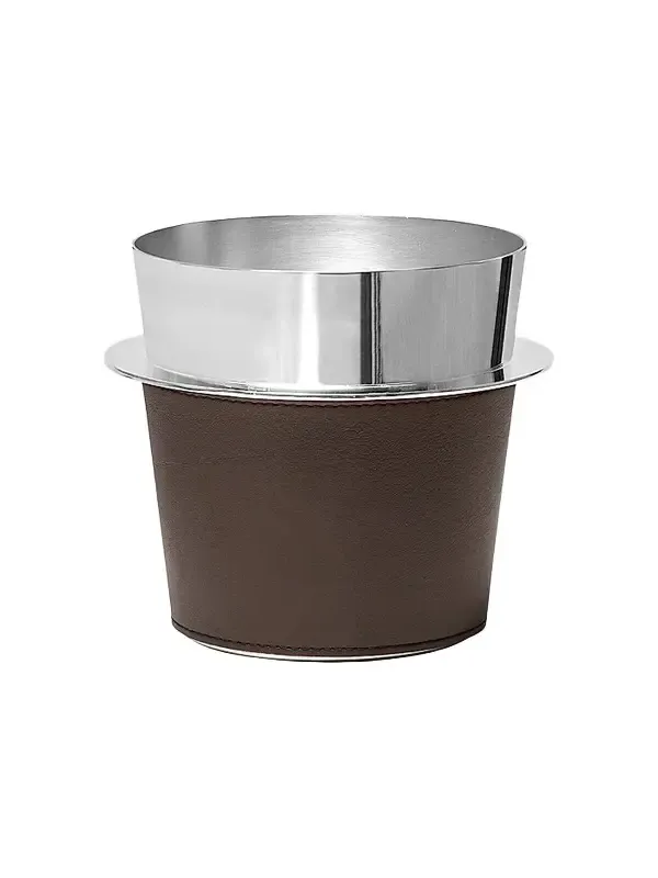 Brunello Cucinelli Silver-Plated Steel and Leather Ice Bucket