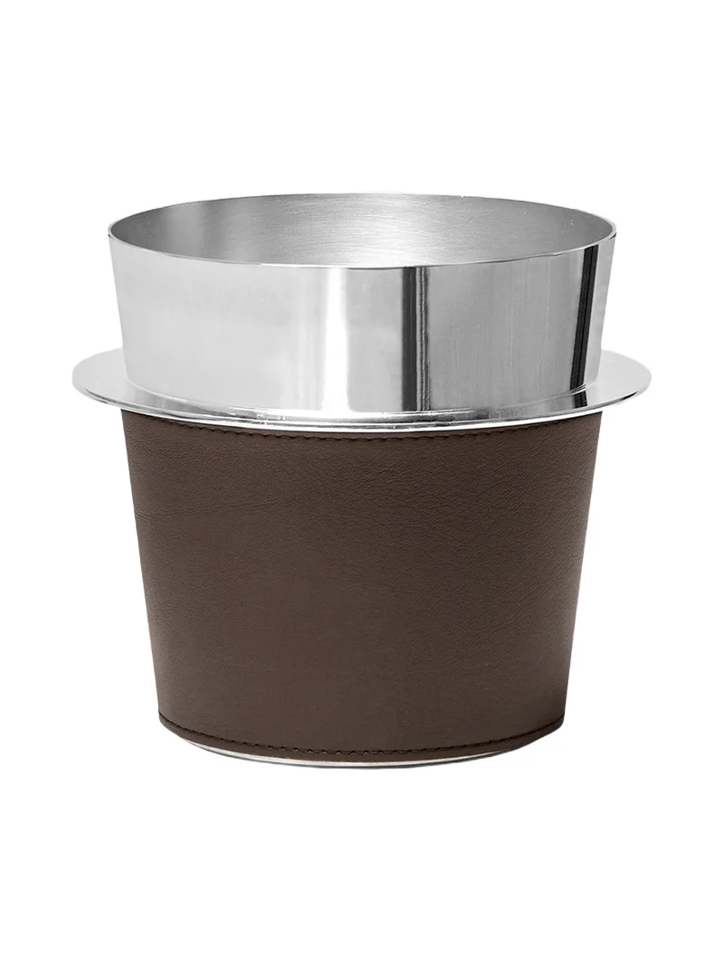 Brunello Cucinelli Silver-Plated Steel and Leather Ice Bucket