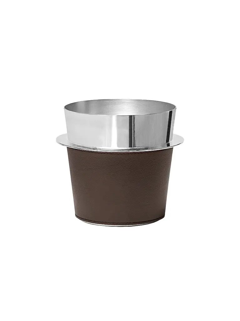 Brunello Cucinelli Silver-Plated Steel and Leather Ice Bucket - Cigar | Image 1 Brunello Cucinelli Silver-Plated Steel and Leather Ice Bucket - Cigar | Image 1