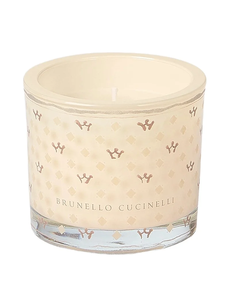 Brunello Cucinelli Candle in Small Glass Holder with Geometric Pattern - Milk