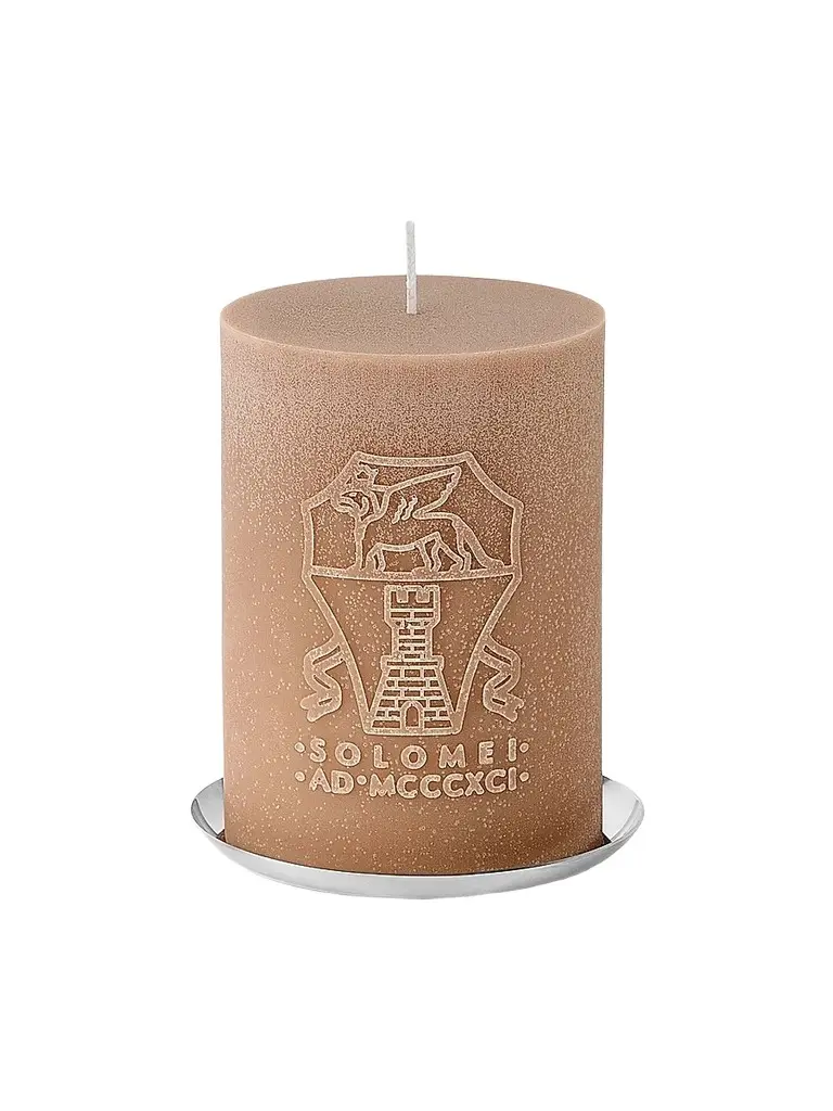 Brunello Cucinelli Candle with Logo and Silver Plated Steel Base - Beige | Image 1 Brunello Cucinelli Candle with Logo and Silver Plated Steel Base - Beige | Image 1