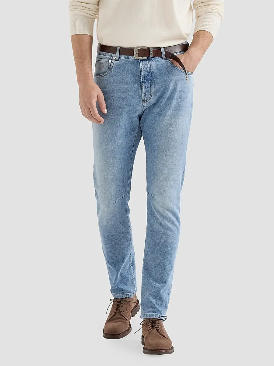 Brunello Cucinelli Men's Comfort Cotton Denim Leisure Fit Five-Pocket Jeans | Thumbnail 3 Brunello Cucinelli Men's Comfort Cotton Denim Leisure Fit Five-Pocket Jeans | Thumbnail 3