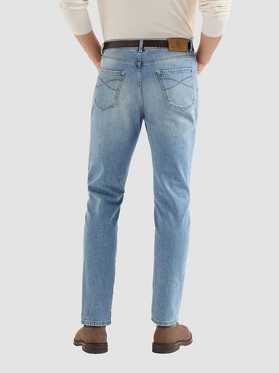 Brunello Cucinelli Men's Comfort Cotton Denim Leisure Fit Five-Pocket Jeans | Thumbnail 4 Brunello Cucinelli Men's Comfort Cotton Denim Leisure Fit Five-Pocket Jeans | Thumbnail 4