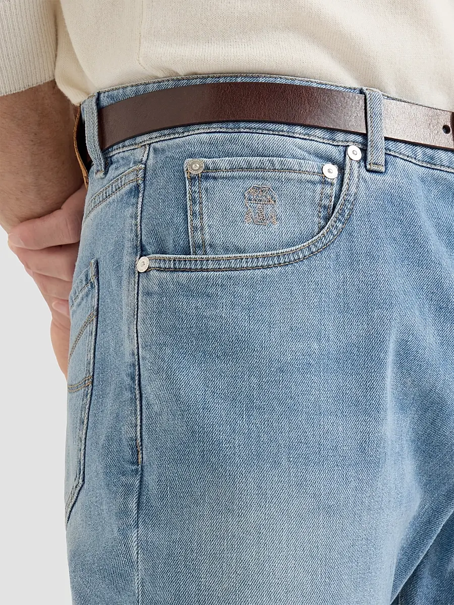 Brunello Cucinelli Men's Comfort Cotton Denim Leisure Fit Five-Pocket Jeans | Thumbnail 6 Brunello Cucinelli Men's Comfort Cotton Denim Leisure Fit Five-Pocket Jeans | Thumbnail 6
