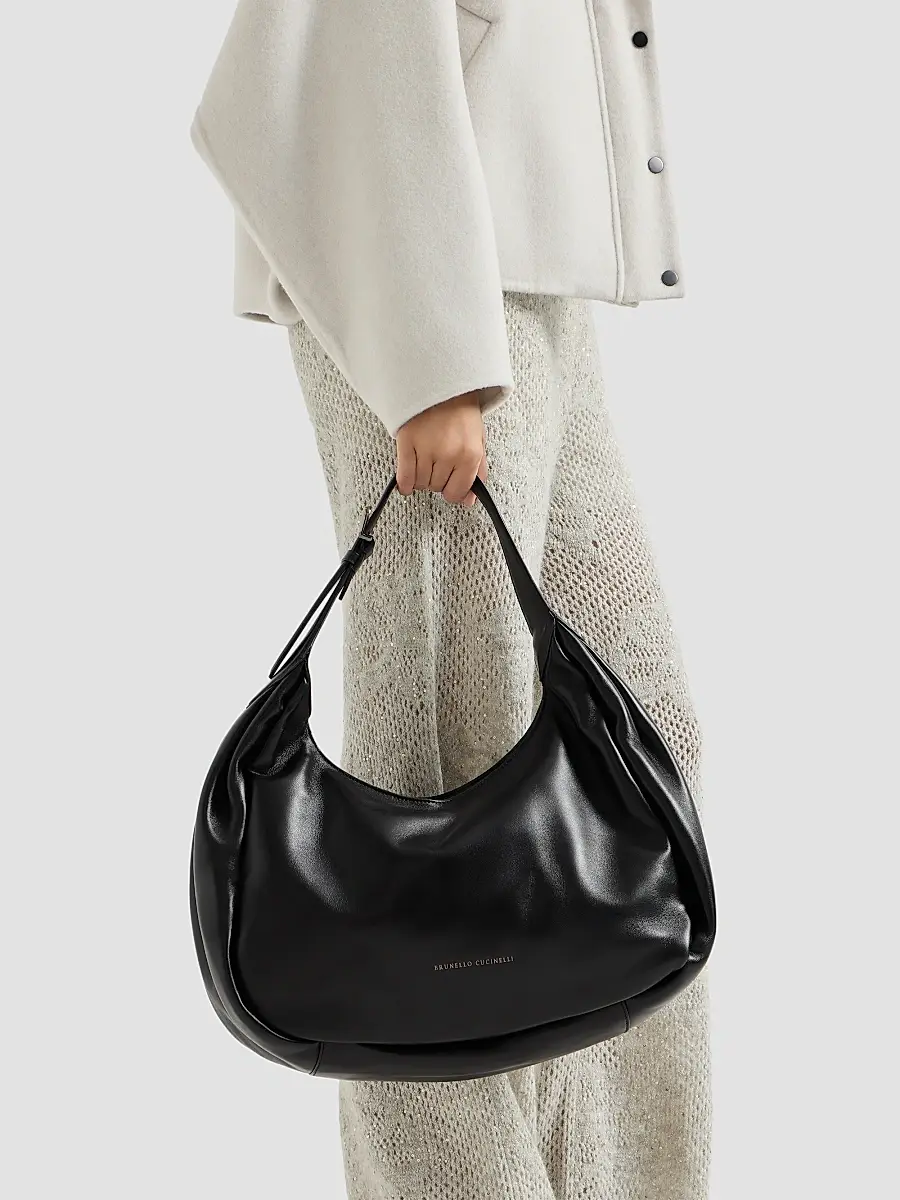 Brunello Cucinelli Women's Boule Hobo Bag in Nappa Leather - Black | Thumbnail 5 Brunello Cucinelli Women's Boule Hobo Bag in Nappa Leather - Black | Thumbnail 5