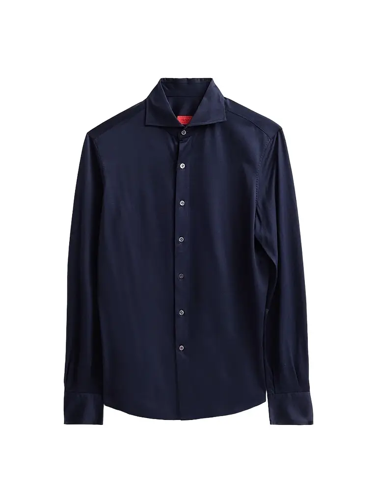 Isaia Men's Jersey Long-Sleeve Shirt - Navy - Size 17 | Image 1 Isaia Men's Jersey Long-Sleeve Shirt - Navy - Size 17 | Image 1