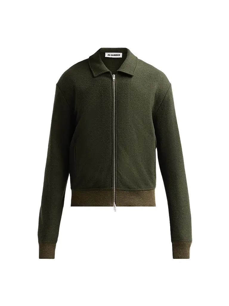 Jil Sander Men's Felted Wool-Blend Jersey Jacket - Beetle | Image 1 Jil Sander Men's Felted Wool-Blend Jersey Jacket - Beetle | Image 1