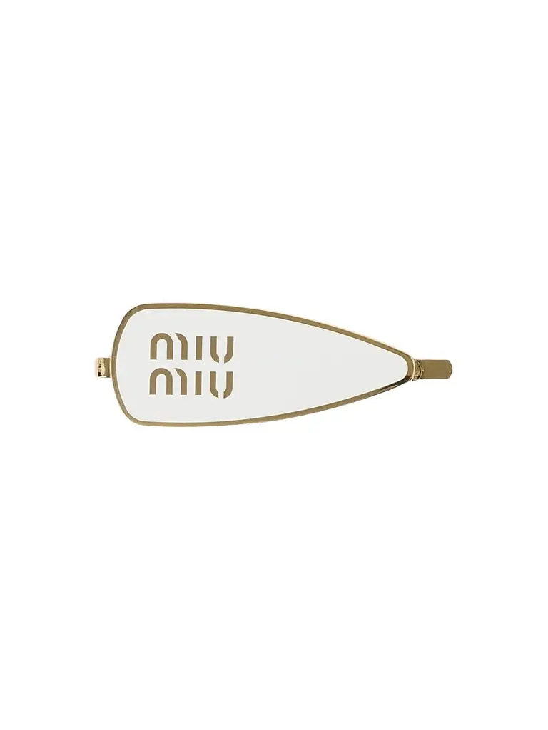 Miu Miu Women's Enameled Metal Hair Clip - White Gold | Image 1 Miu Miu Women's Enameled Metal Hair Clip - White Gold | Image 1