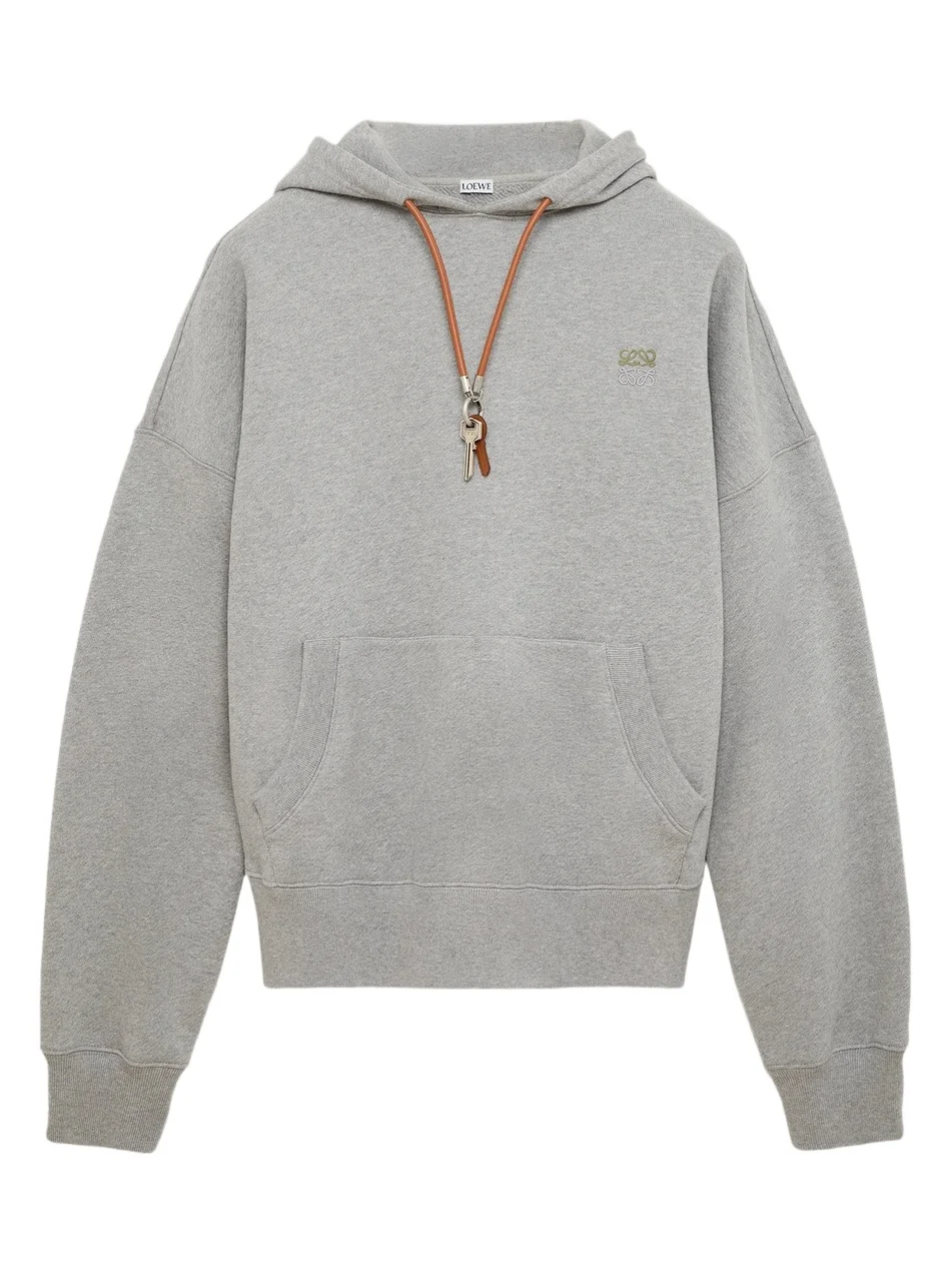 Loewe Men's Keyring Leather Drawstring Cotton Hoodie