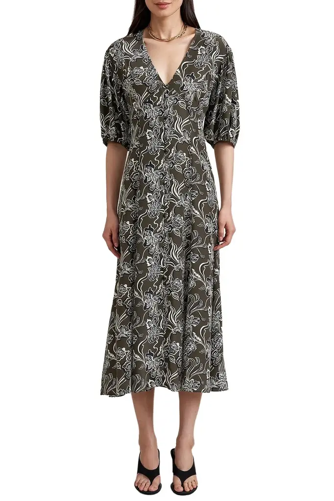 La Ligne Florence Dress - Taupe Floral | Image 1 La Ligne Florence Dress - Taupe Floral | Image 1