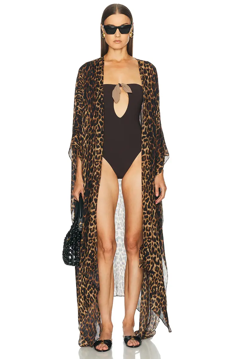 Saint Laurent Leopard Long Caftan | Image 1 Saint Laurent Leopard Long Caftan | Image 1