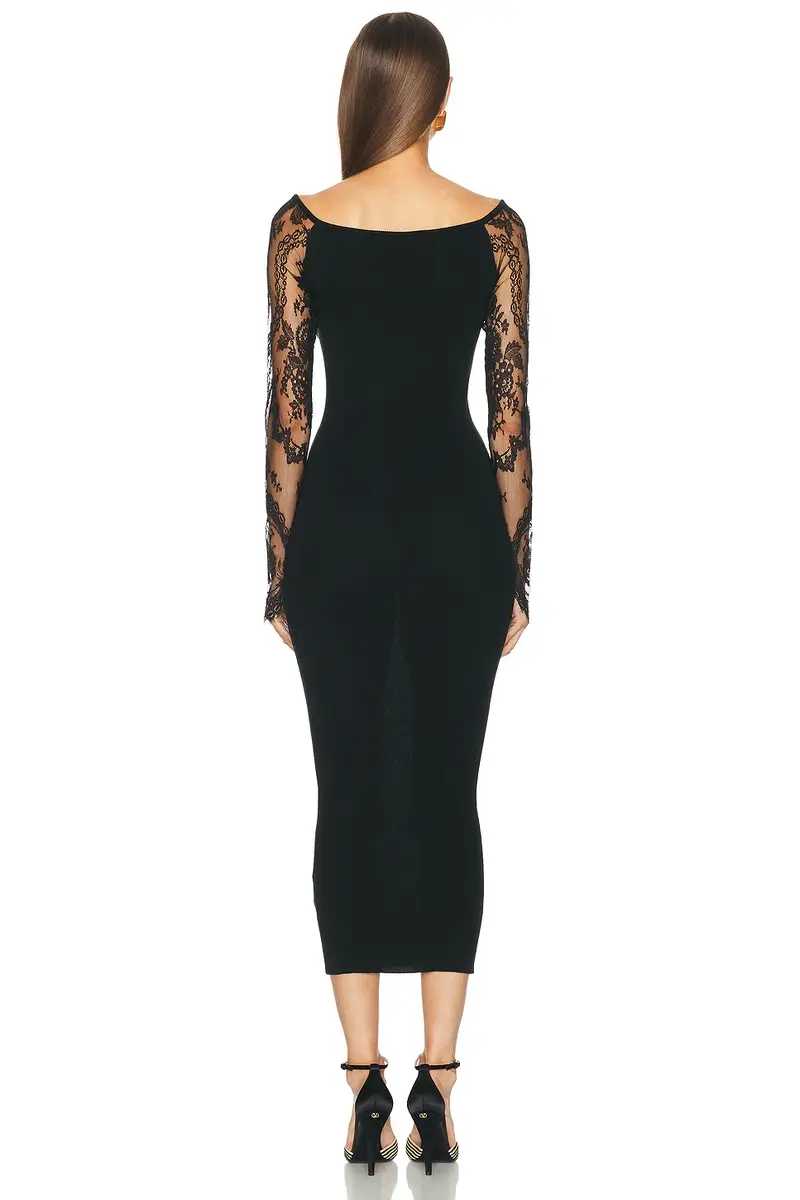 Valentino Wool Viscose Midi Dress | Thumbnail 3 Valentino Wool Viscose Midi Dress | Thumbnail 3
