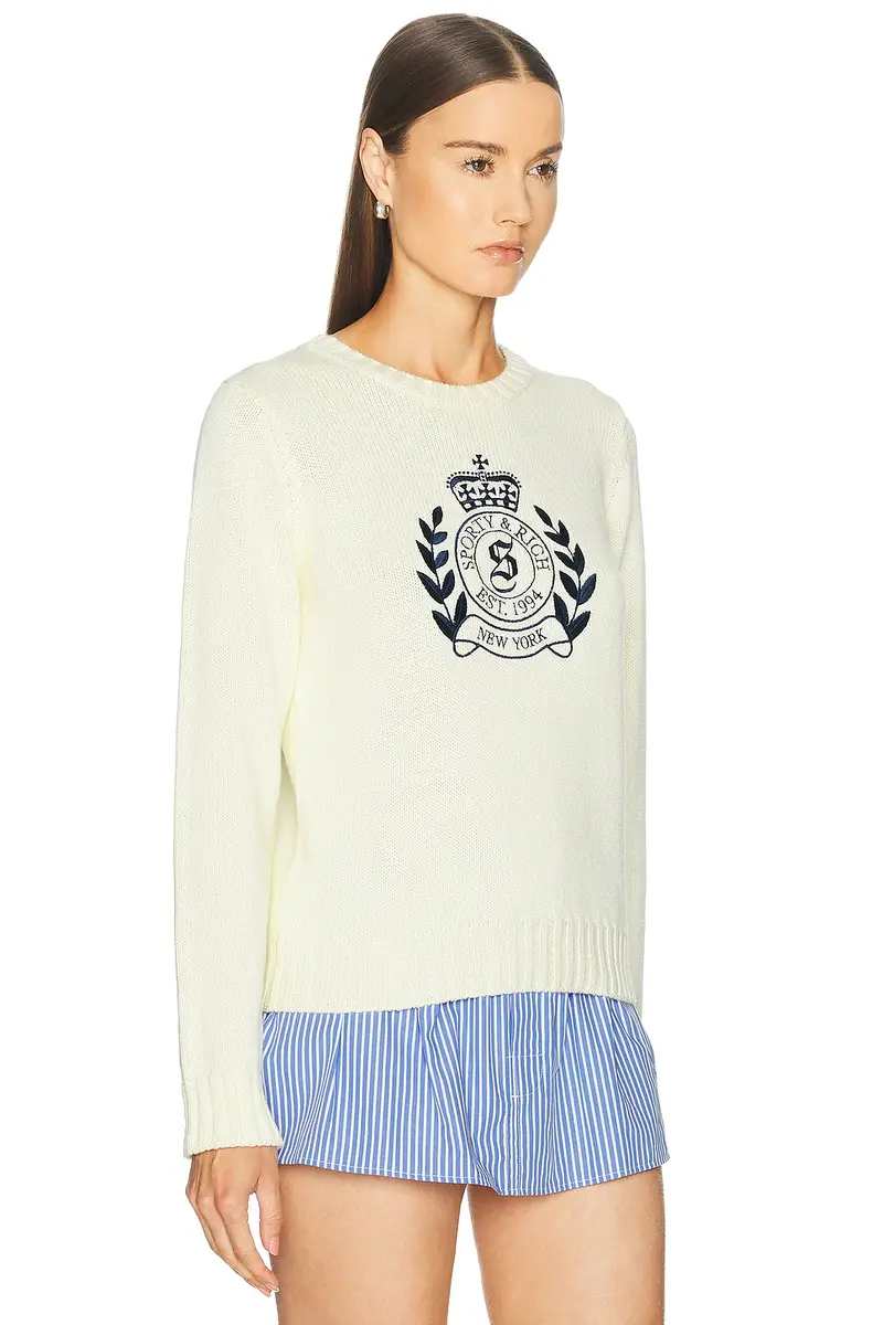 Sporty & Rich NY Crest Knitted Sweater | Thumbnail 3 Sporty & Rich NY Crest Knitted Sweater | Thumbnail 3