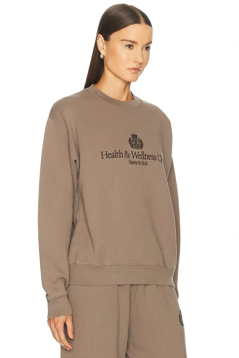 Sporty & Rich H&W Crest Embroidered Crewneck Sweatshirt | Thumbnail 2 Sporty & Rich H&W Crest Embroidered Crewneck Sweatshirt | Thumbnail 2