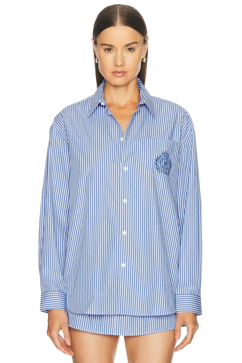 Sporty & Rich NY Crest Oversized Shirt | Image 1 Sporty & Rich NY Crest Oversized Shirt | Image 1